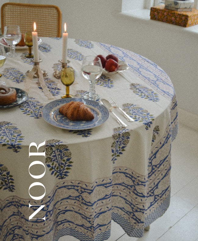 Noor Block Print Tablecloth