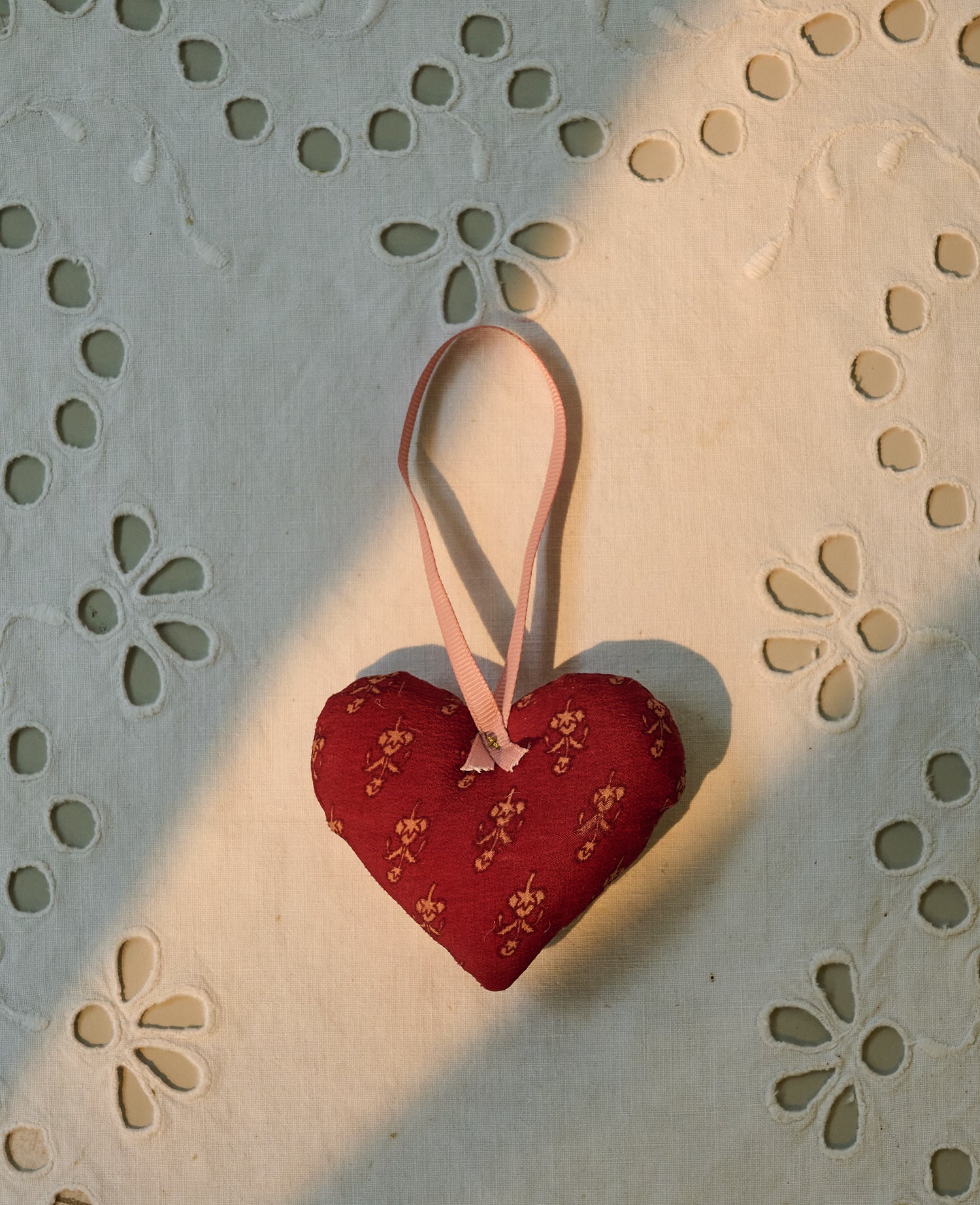 Megan Heart SILK Ornament - Red Sunset