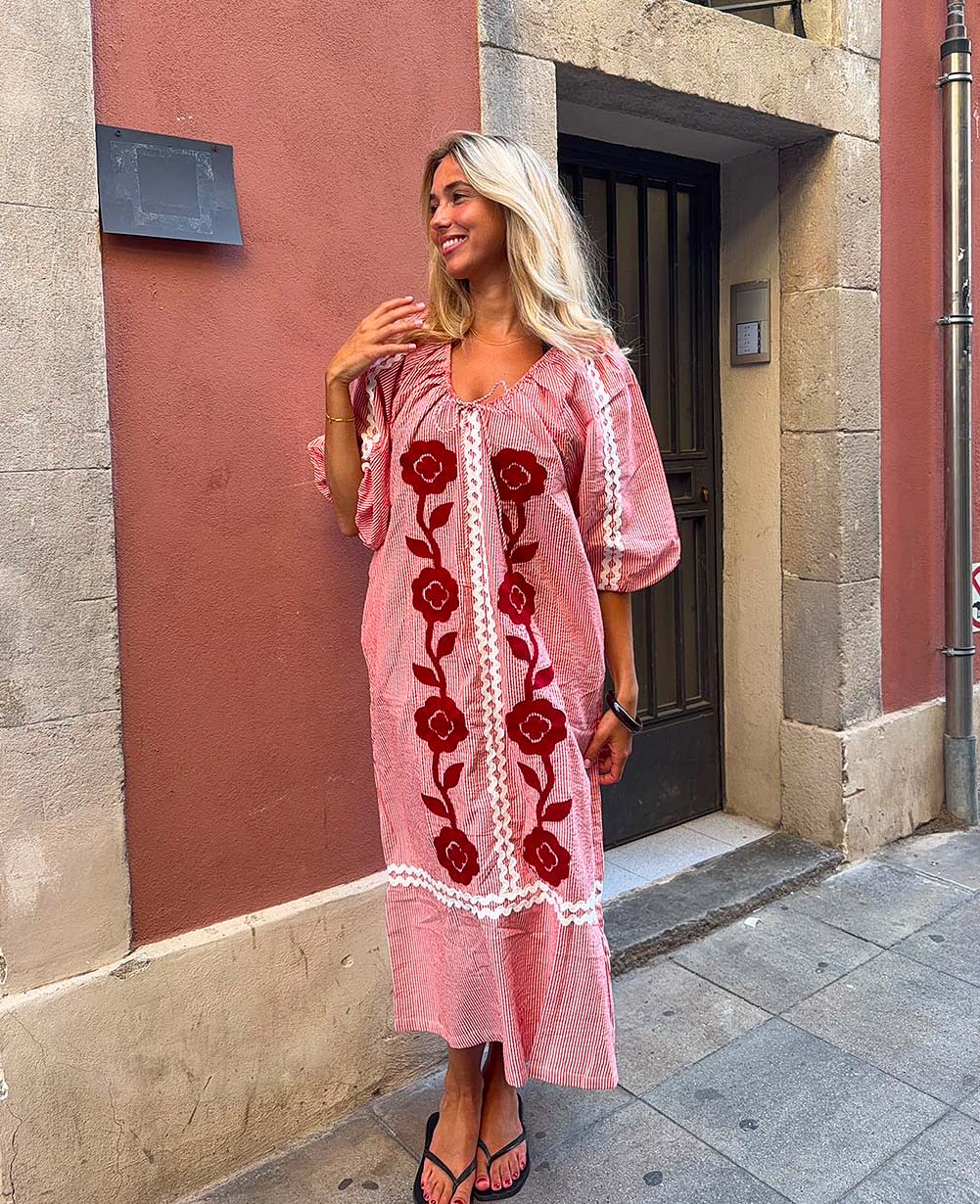 Abelone Dress - Red Flower