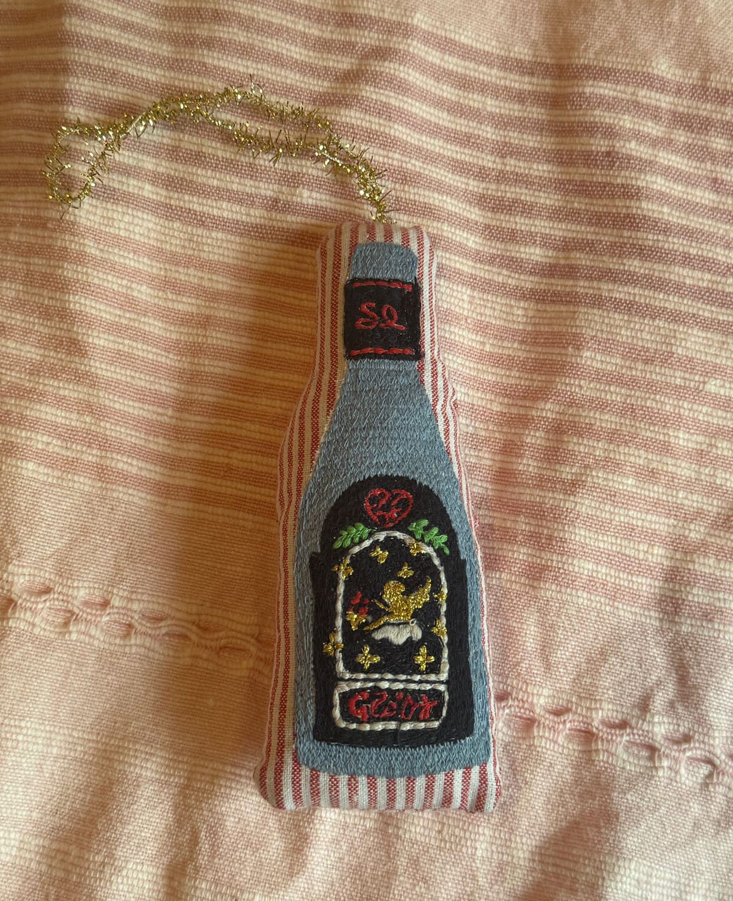 Christmas Bottle Ornament - Candy Stripes