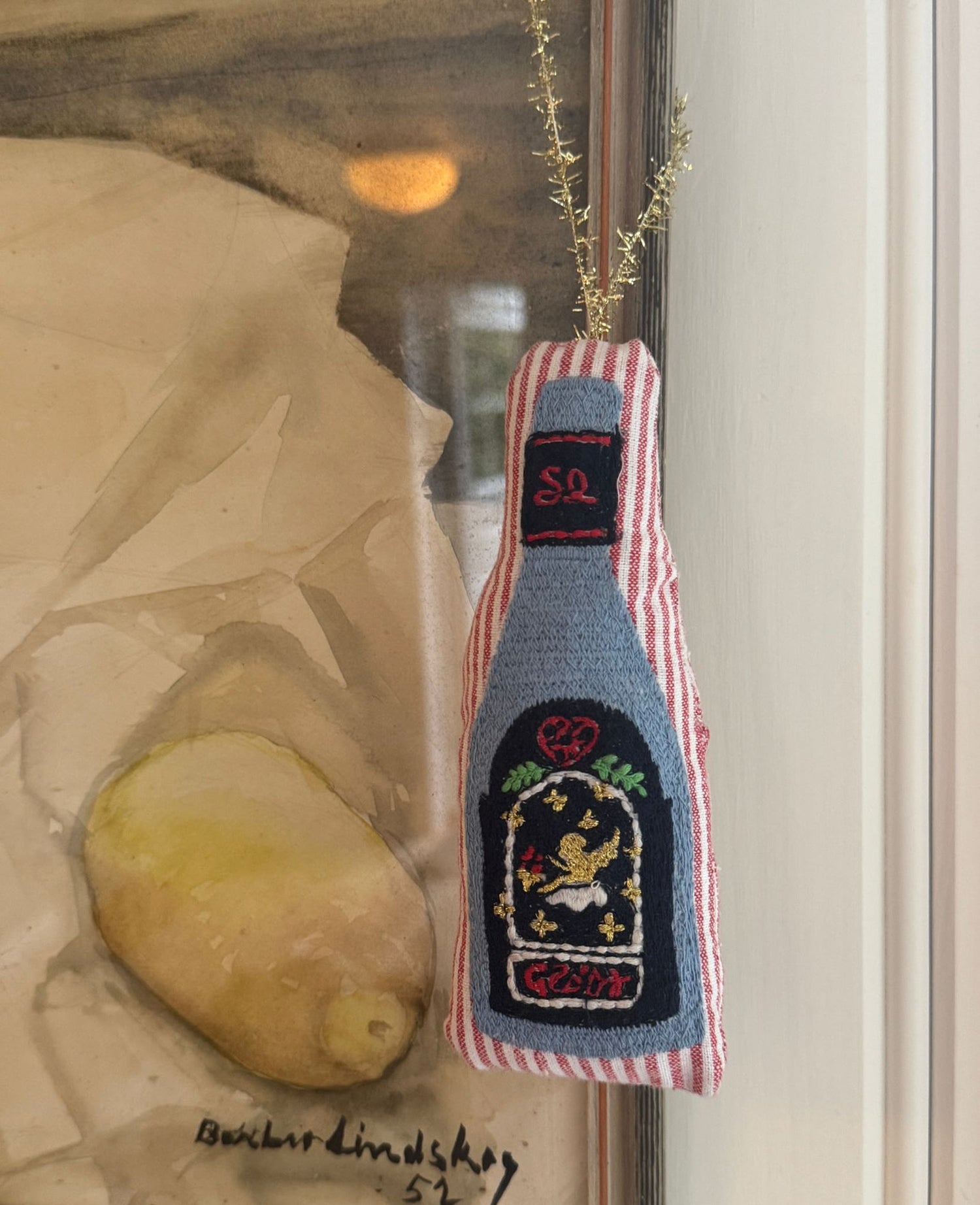 Christmas Bottle Ornament - Candy Stripes