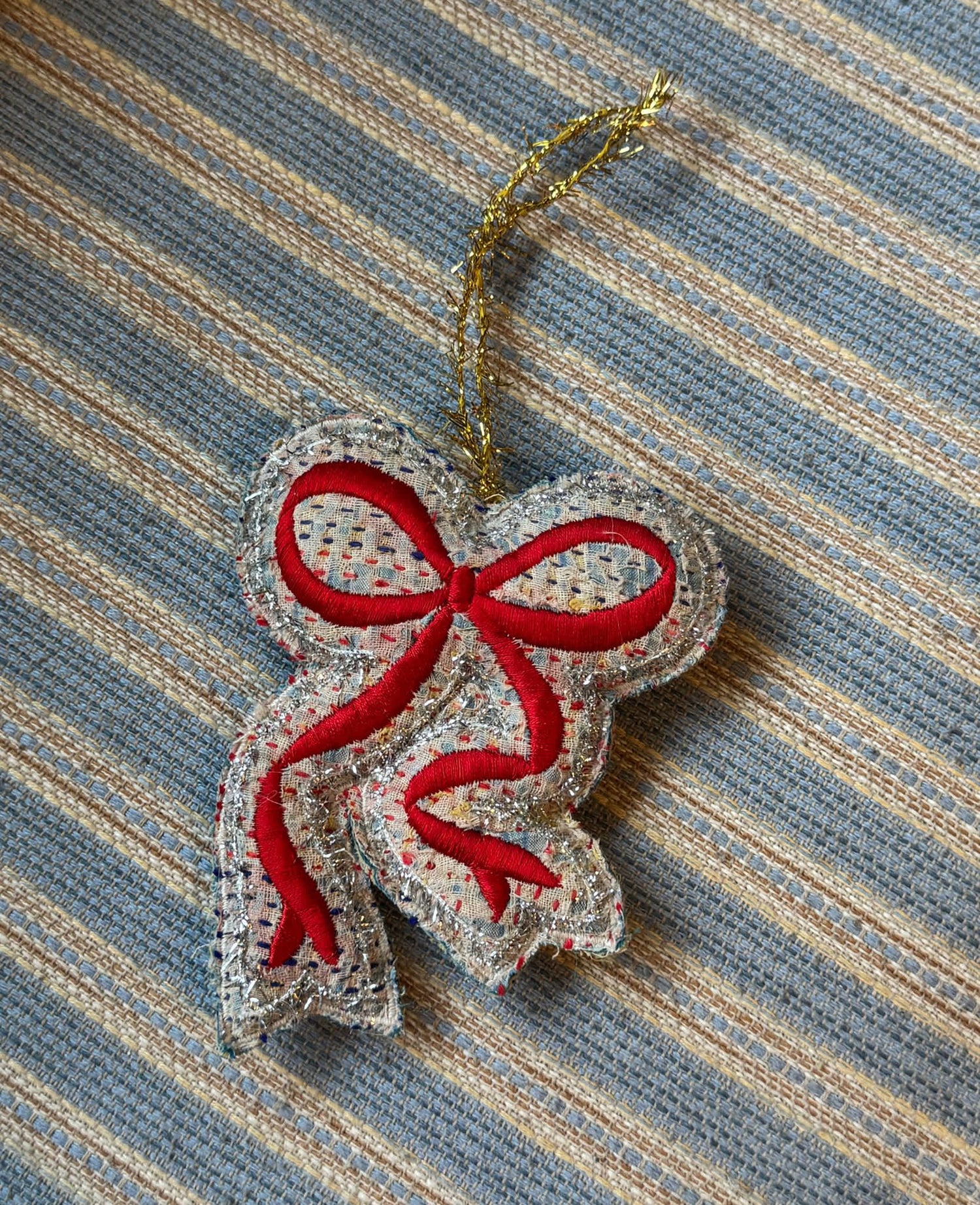 Christmas Kantha Bow Ornament - Handpicked