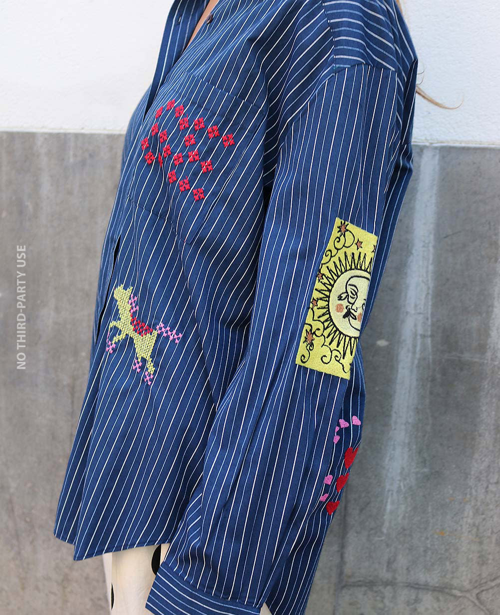 Brenna Shirt - Navy Stripes