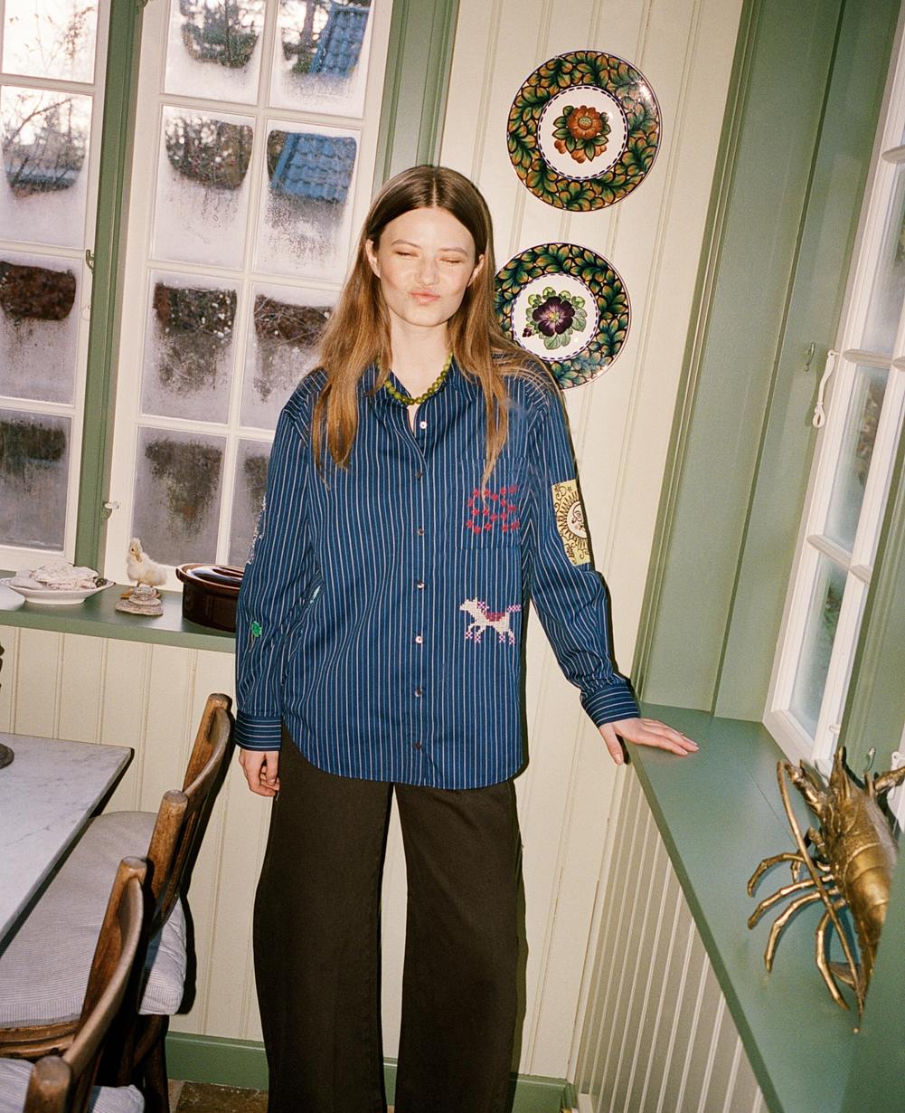 Brenna Shirt - Navy Stripes