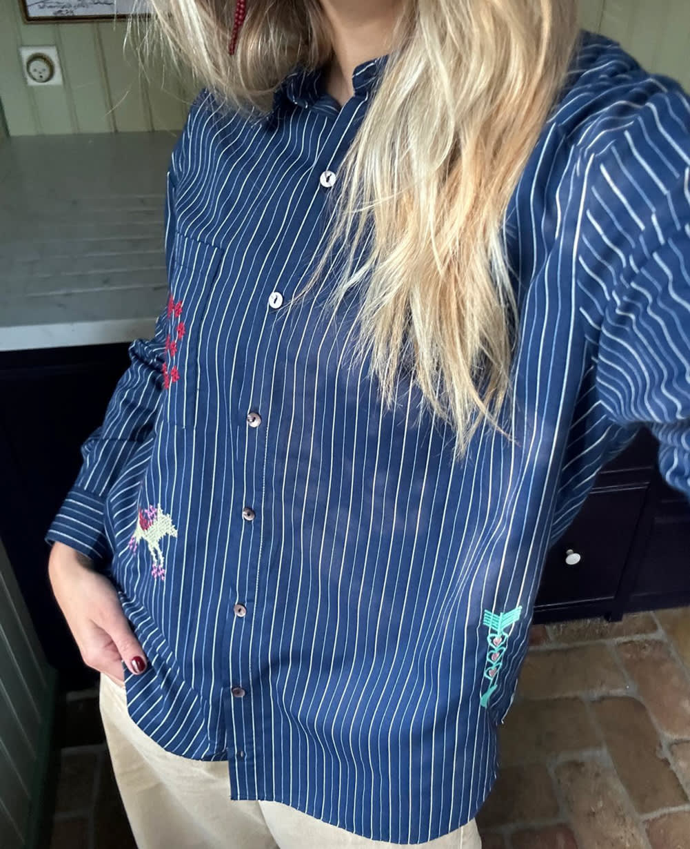 Brenna Shirt - Navy Stripes