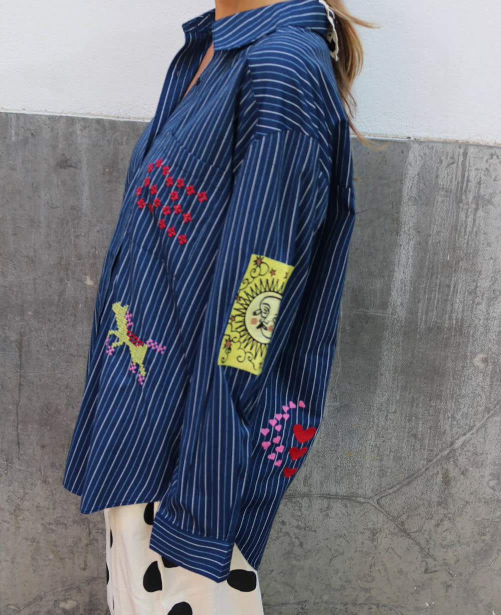 Brenna Shirt - Navy Stripes