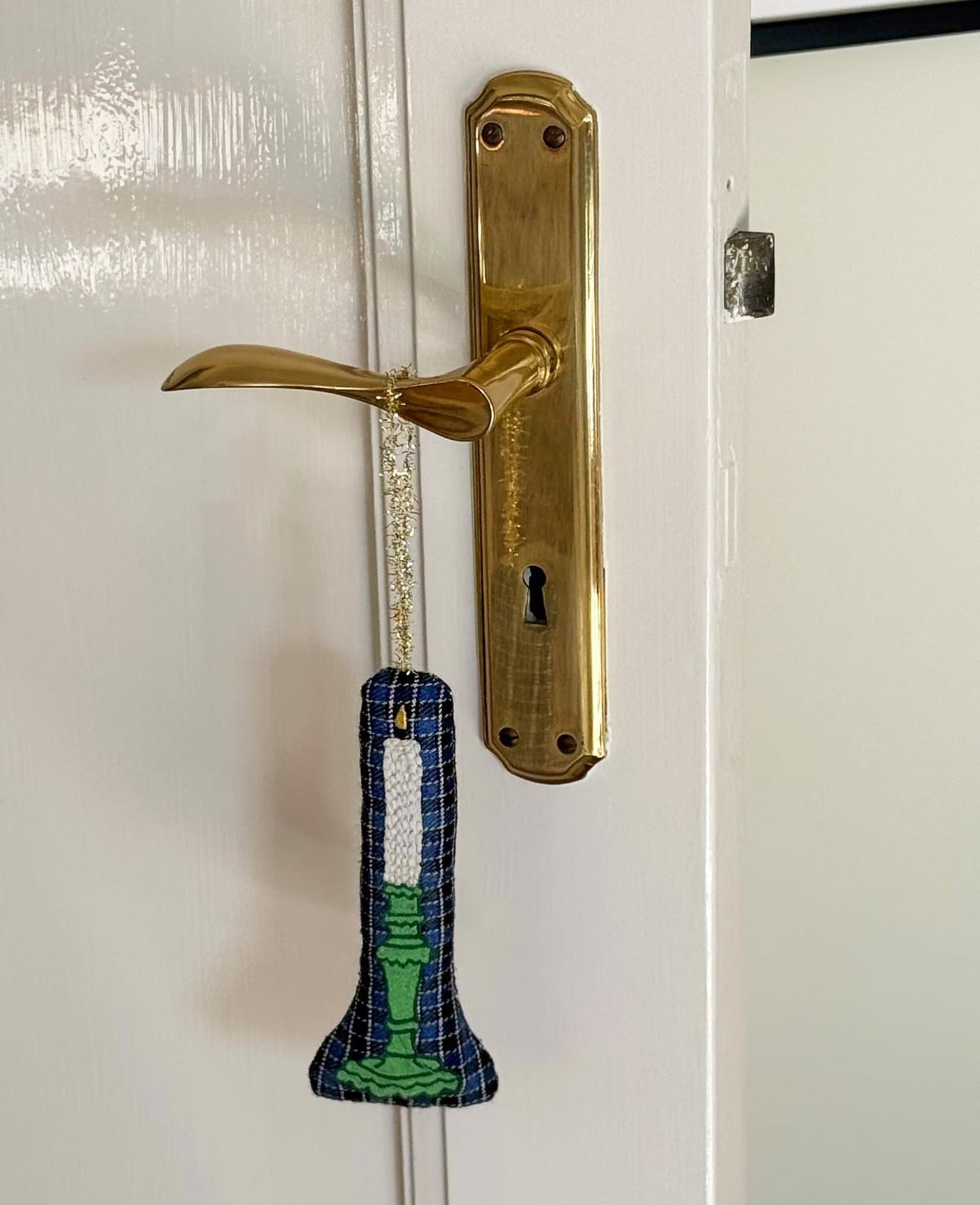 Candle Ornament - Blue Checks