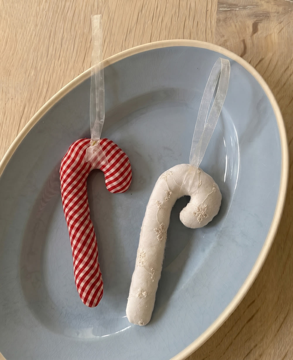 Cane Ornament - Red Checks