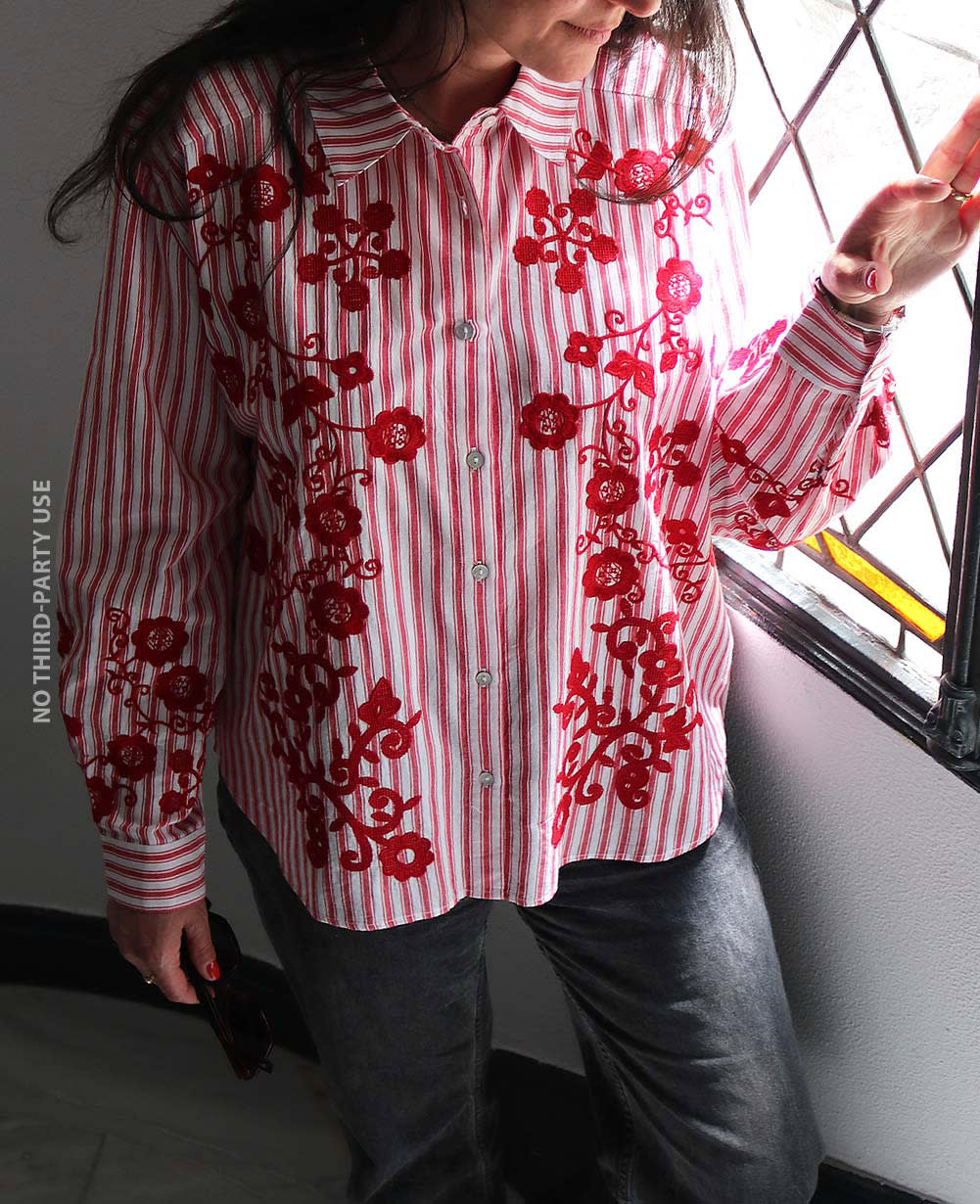 Cora Shirt - Red Flower