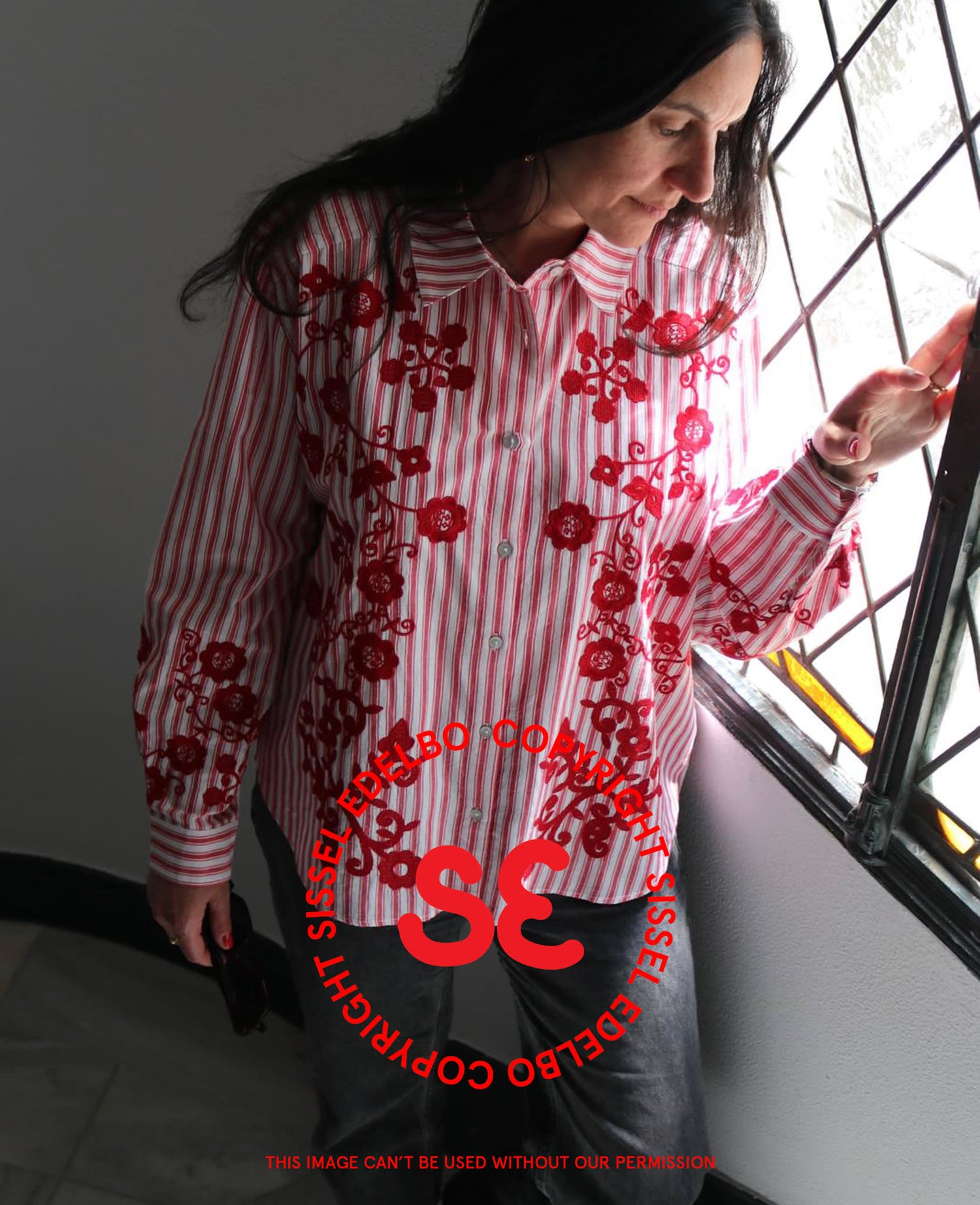 Cora Shirt - Red Flower