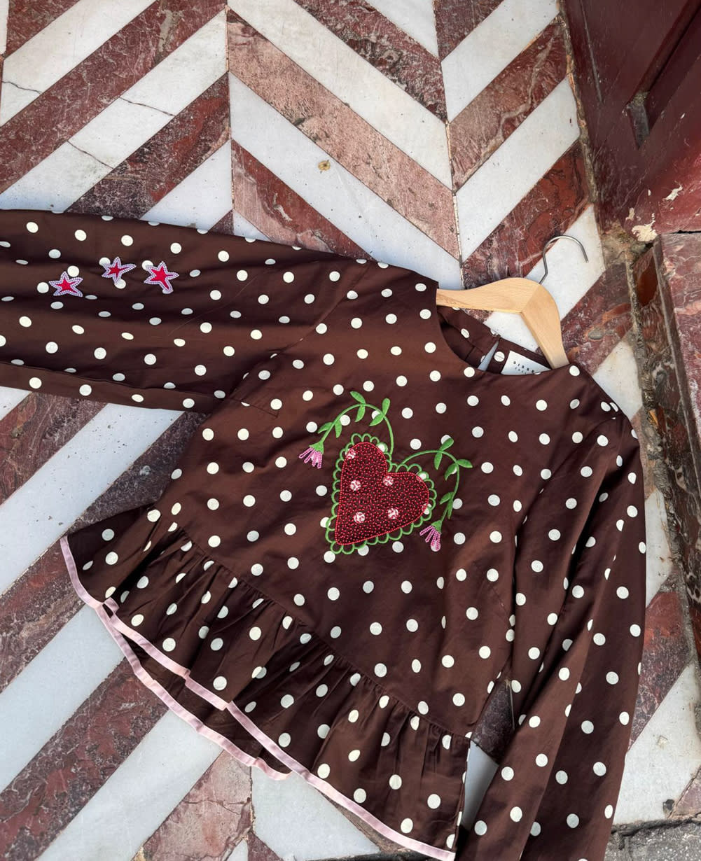 Diana Top - Brown Dot