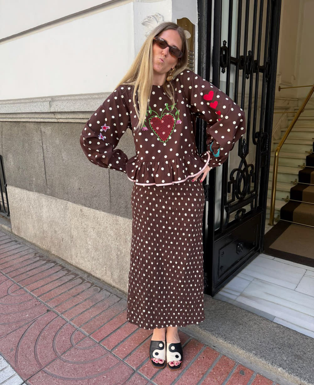 Diana Top - Brown Dot