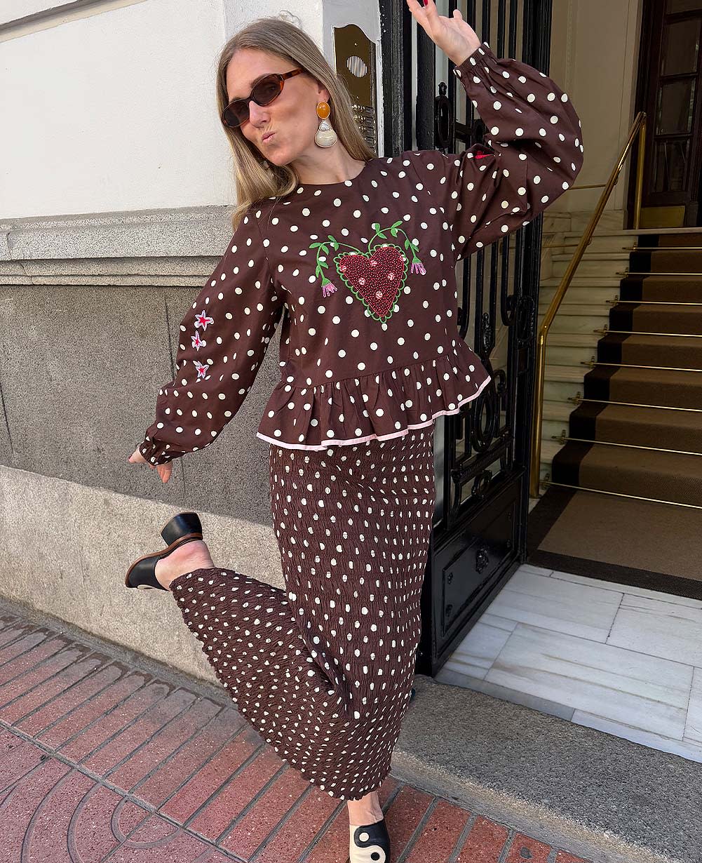 Diana Top - Brown Dot
