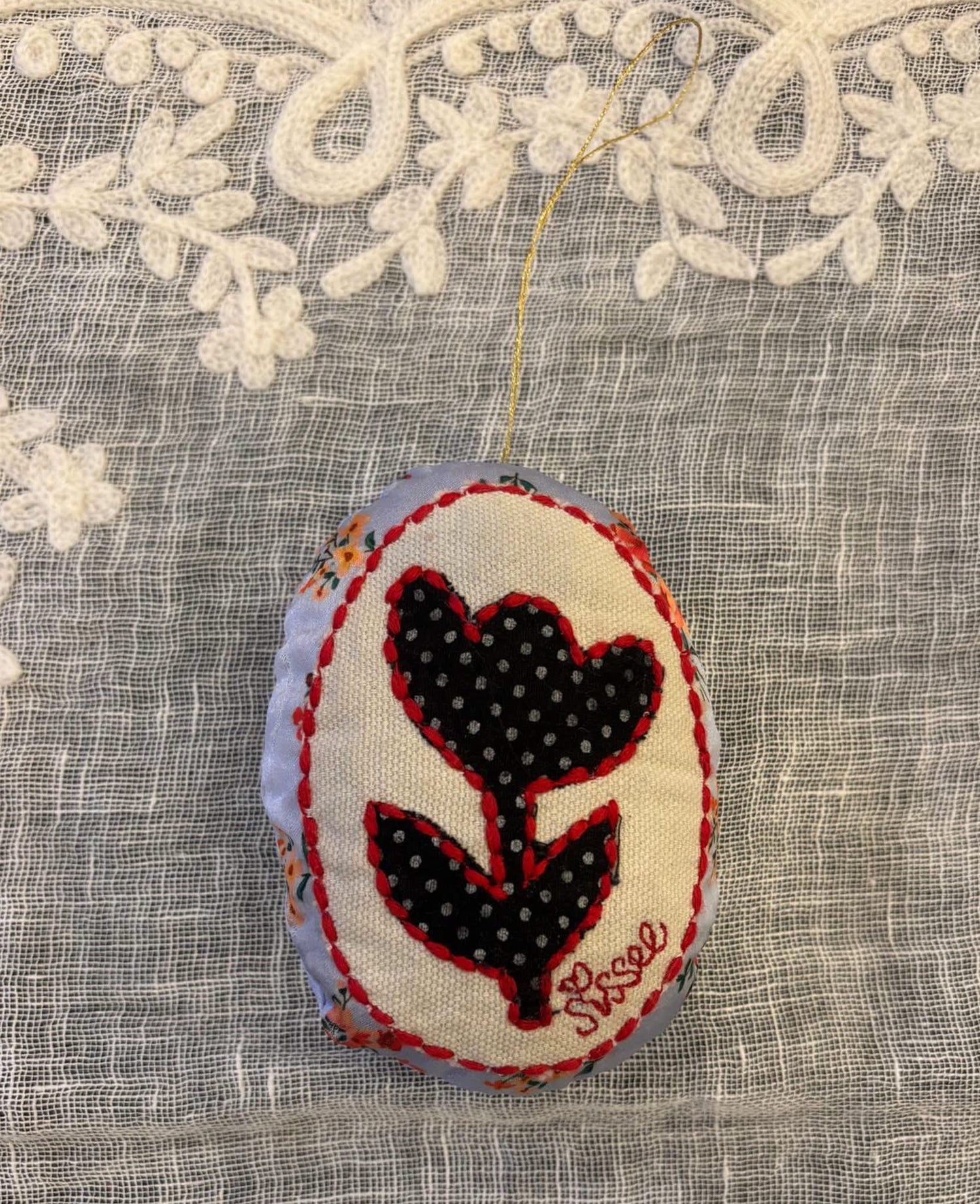 Vera Easter Egg Ornament - Purple Floral