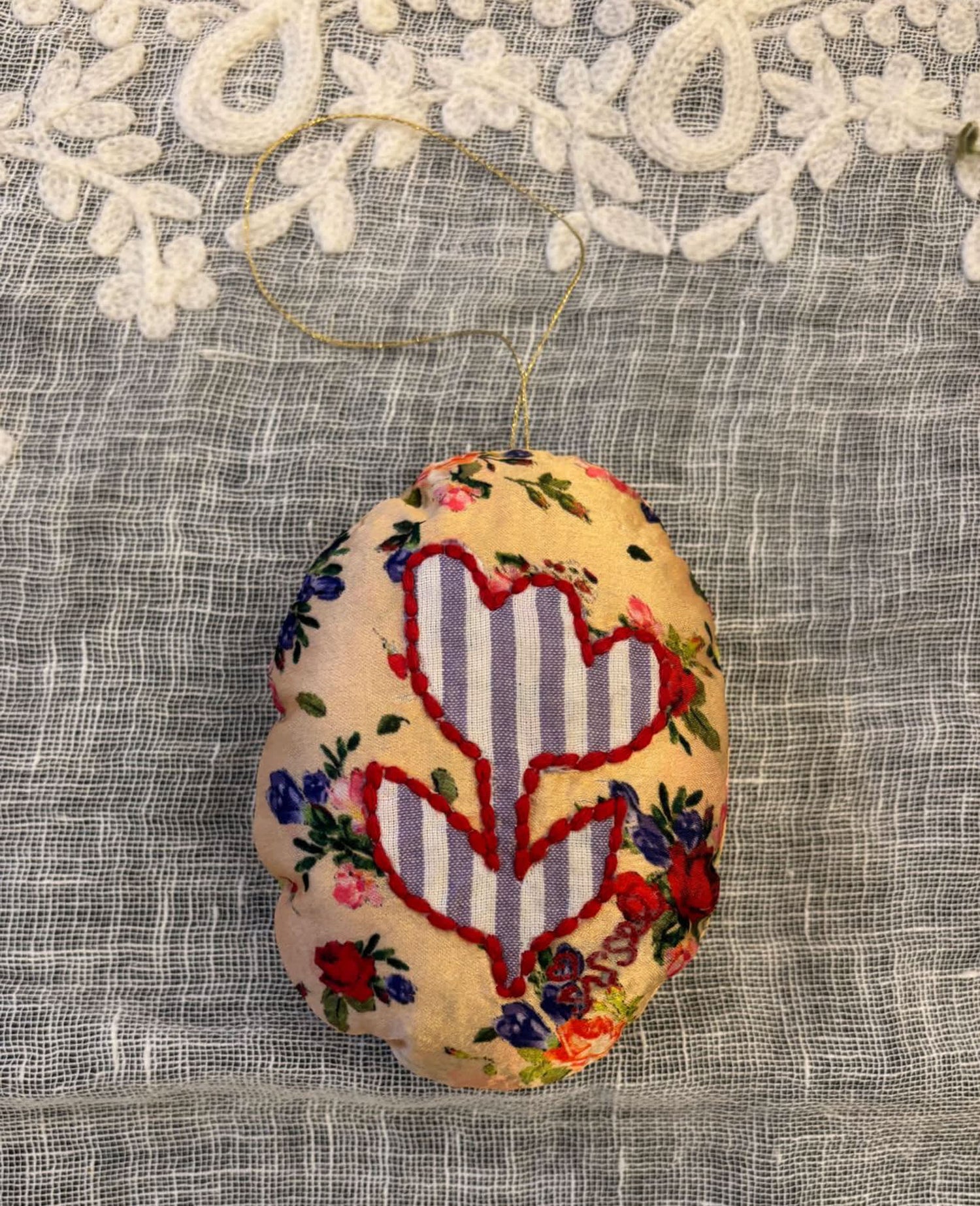 Vera Easter Egg Ornament - Golden Floral