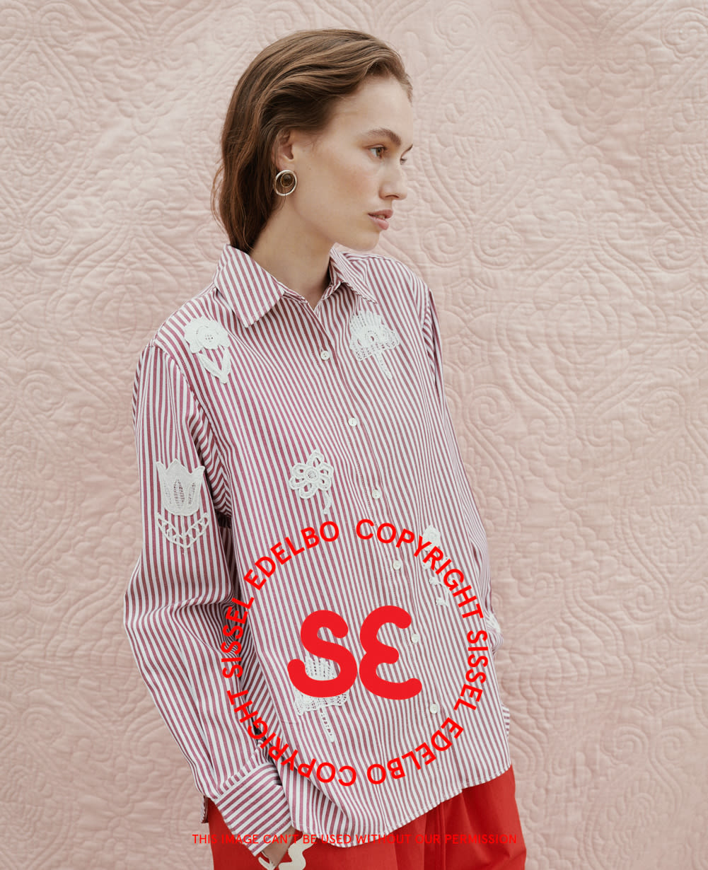 Olive Shirt - Red Stripes