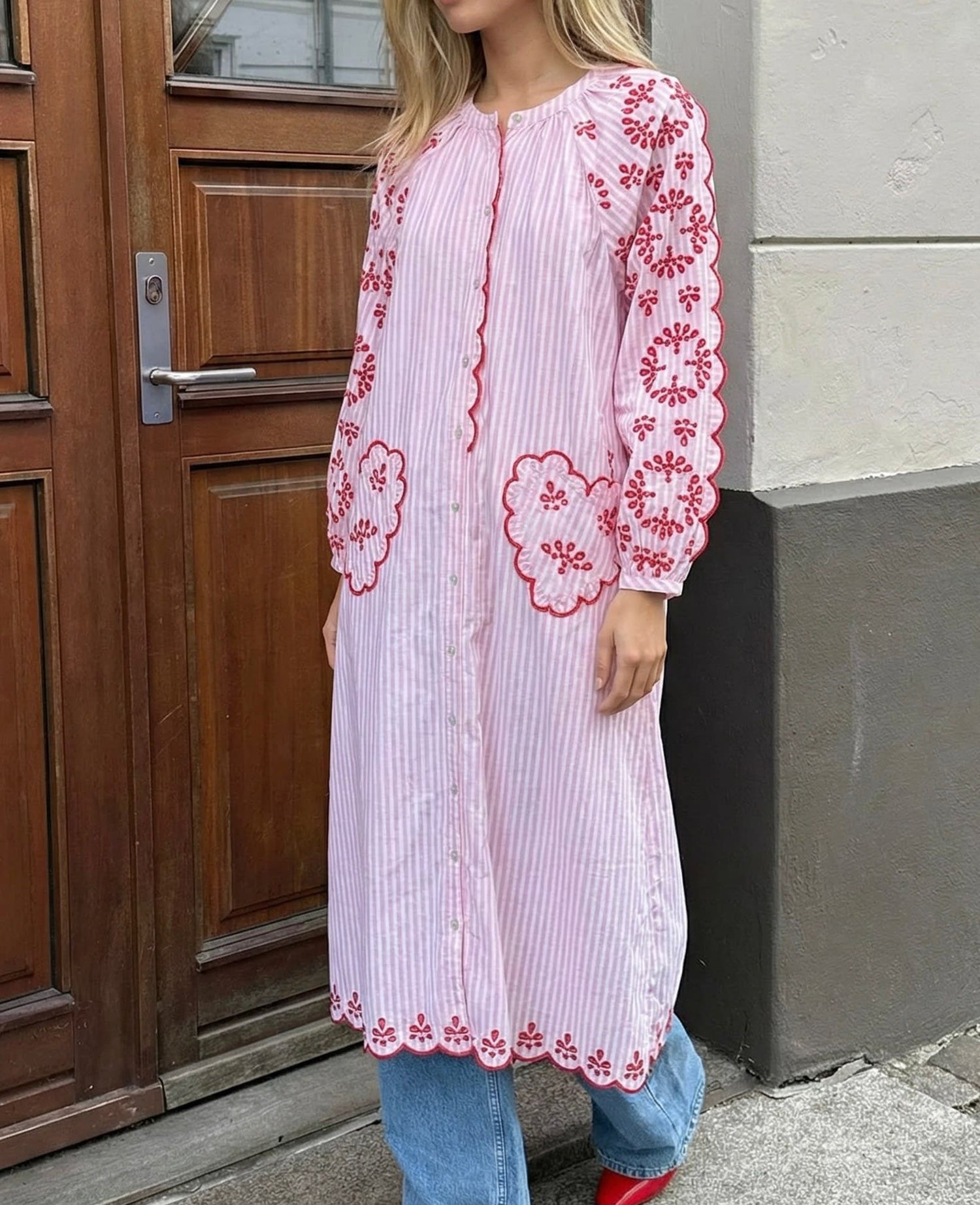 Elin Dress - Red Stripes