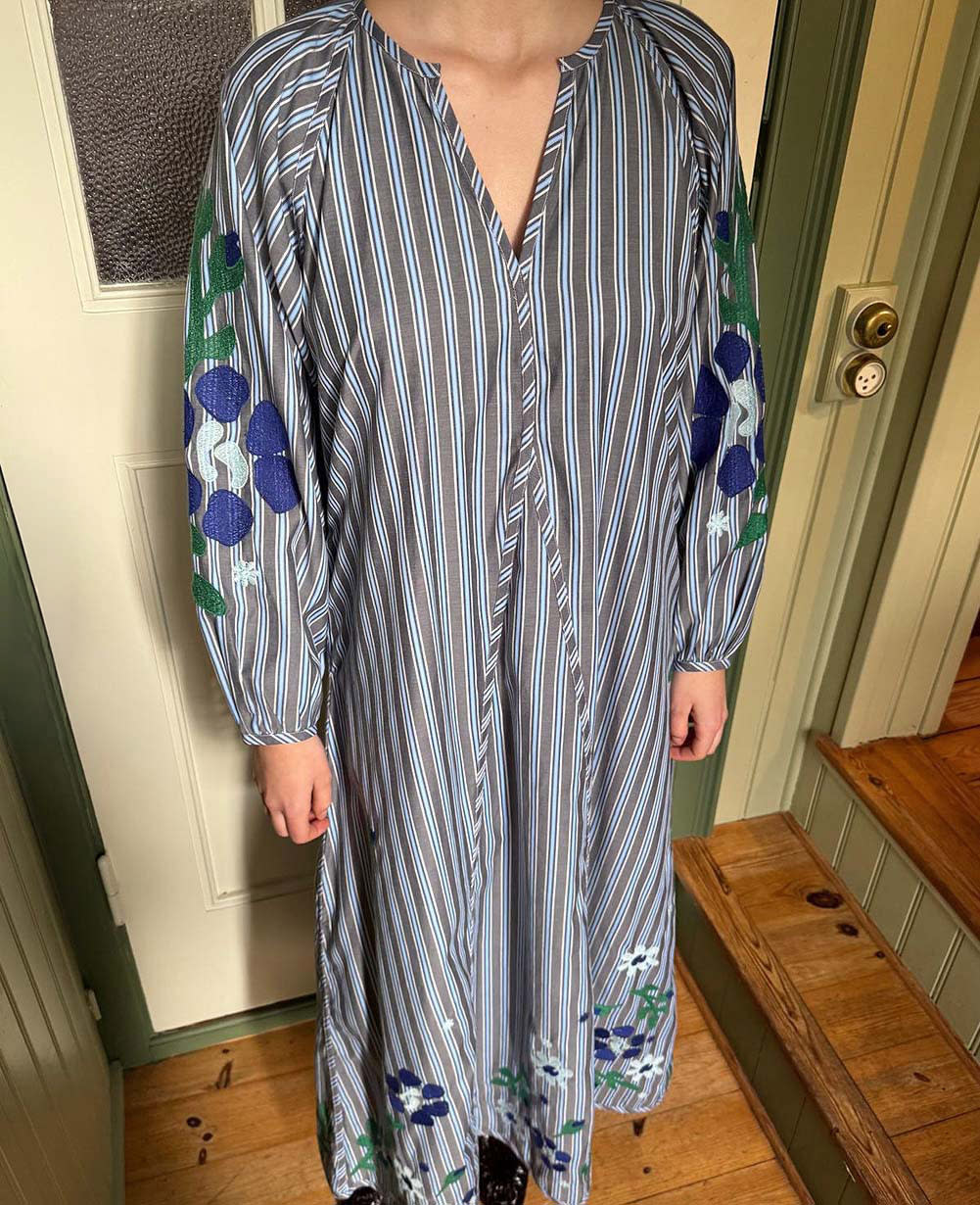 Fran Dress - Grey Stripes