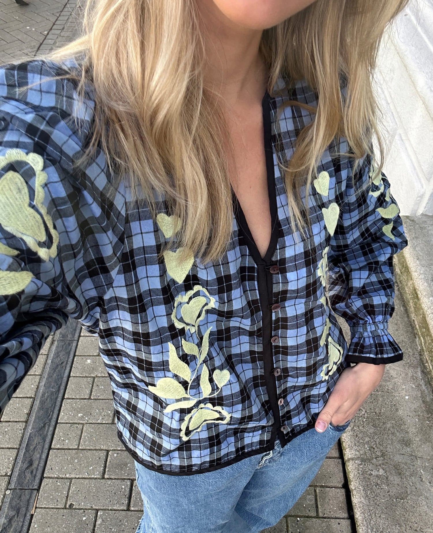 Fran Top - Blue Checks