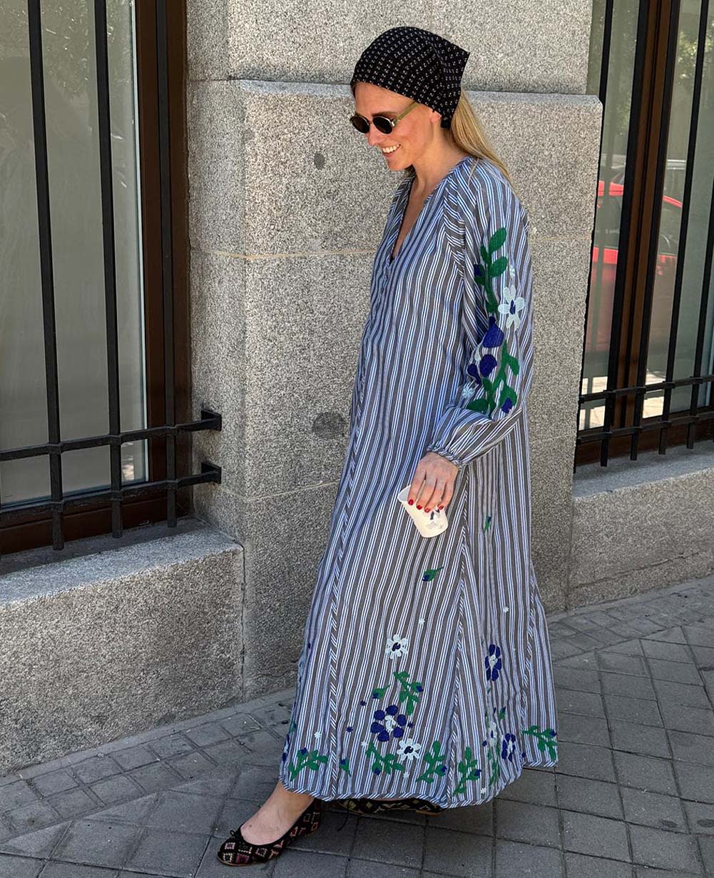 Fran Dress - Grey Stripes