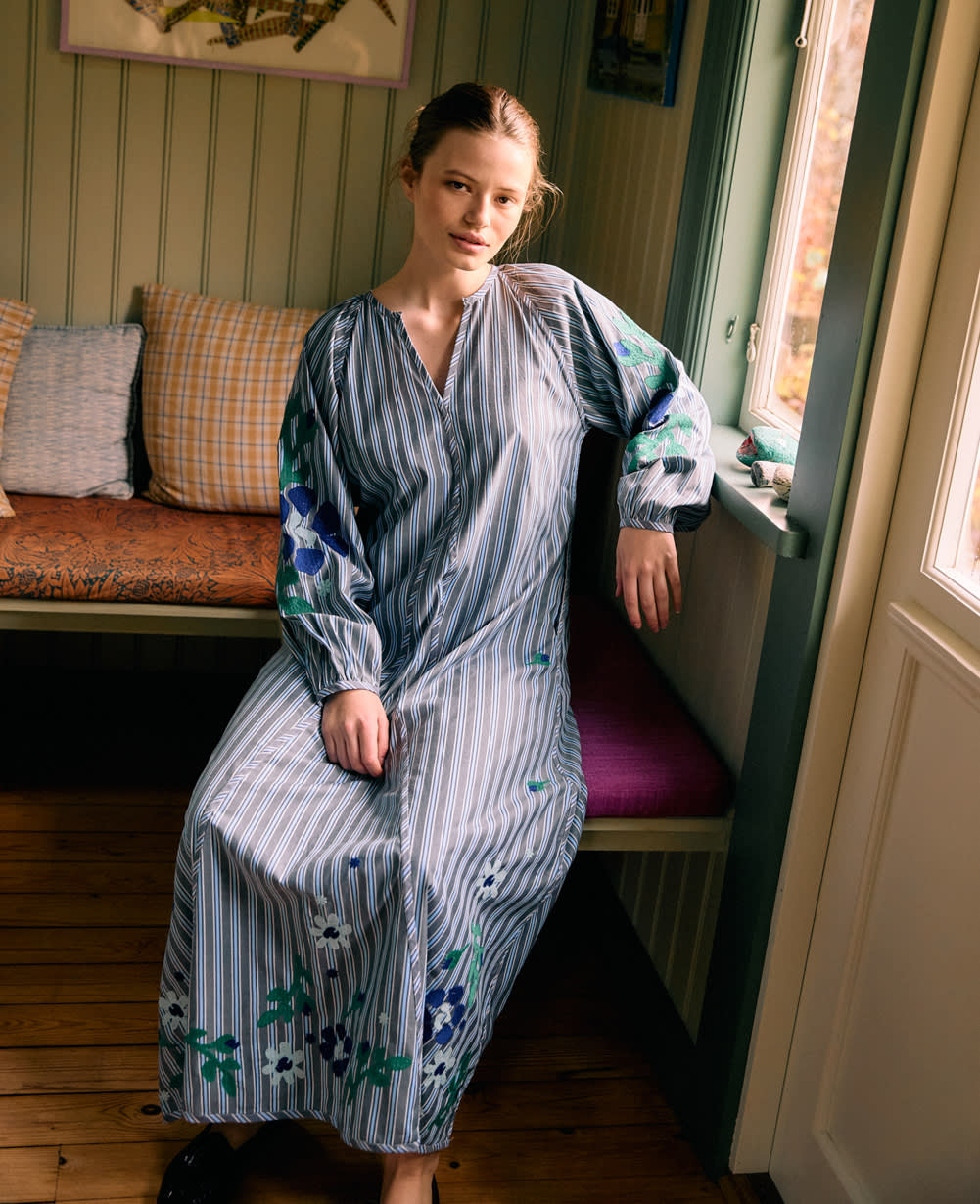 Fran Dress - Grey Stripes