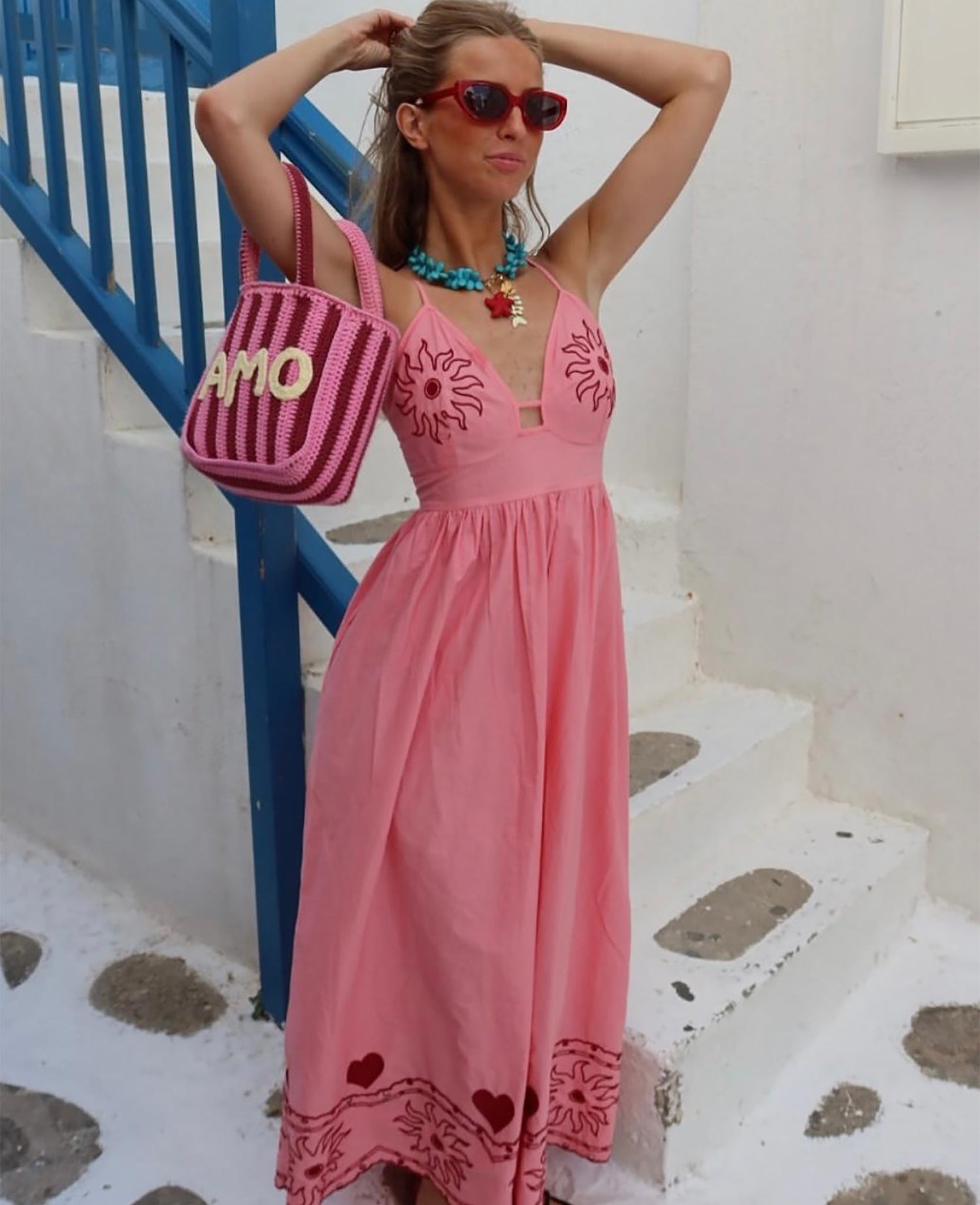 Geenie Strap Dress - Geranium Pink