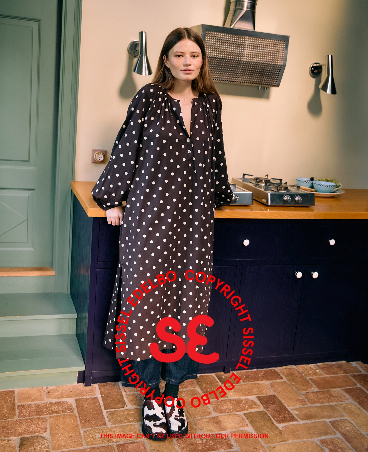 Lara Dress - Cream Dot