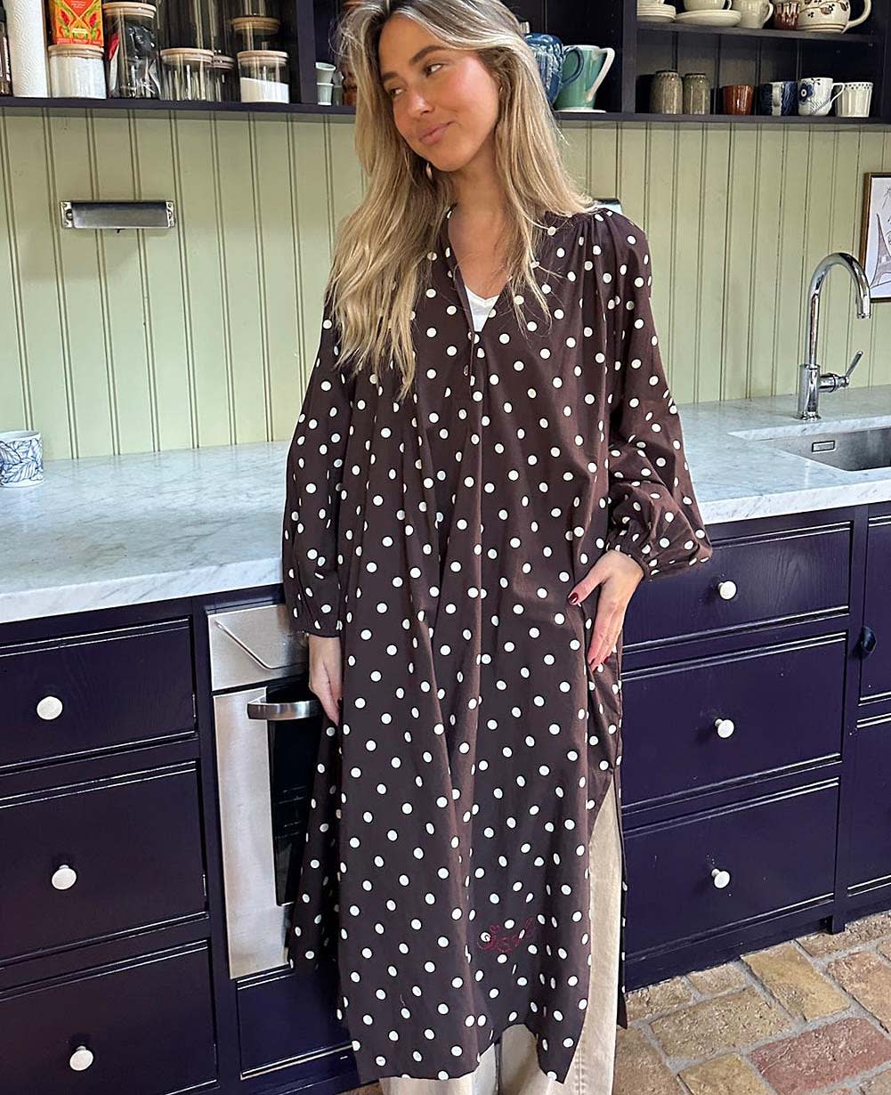 Lara Dress - Brown Dot