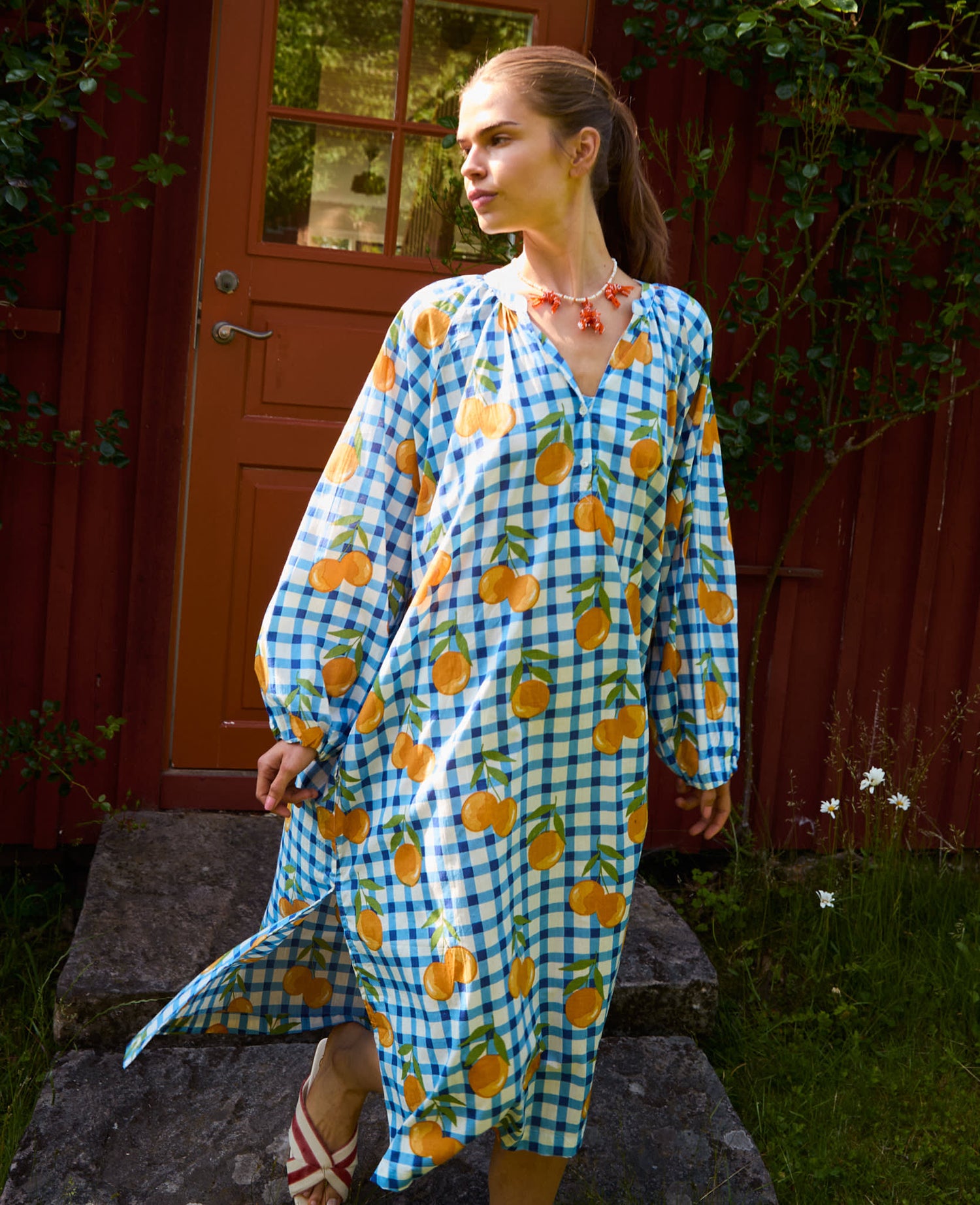 Lara Dress - Blue Orange