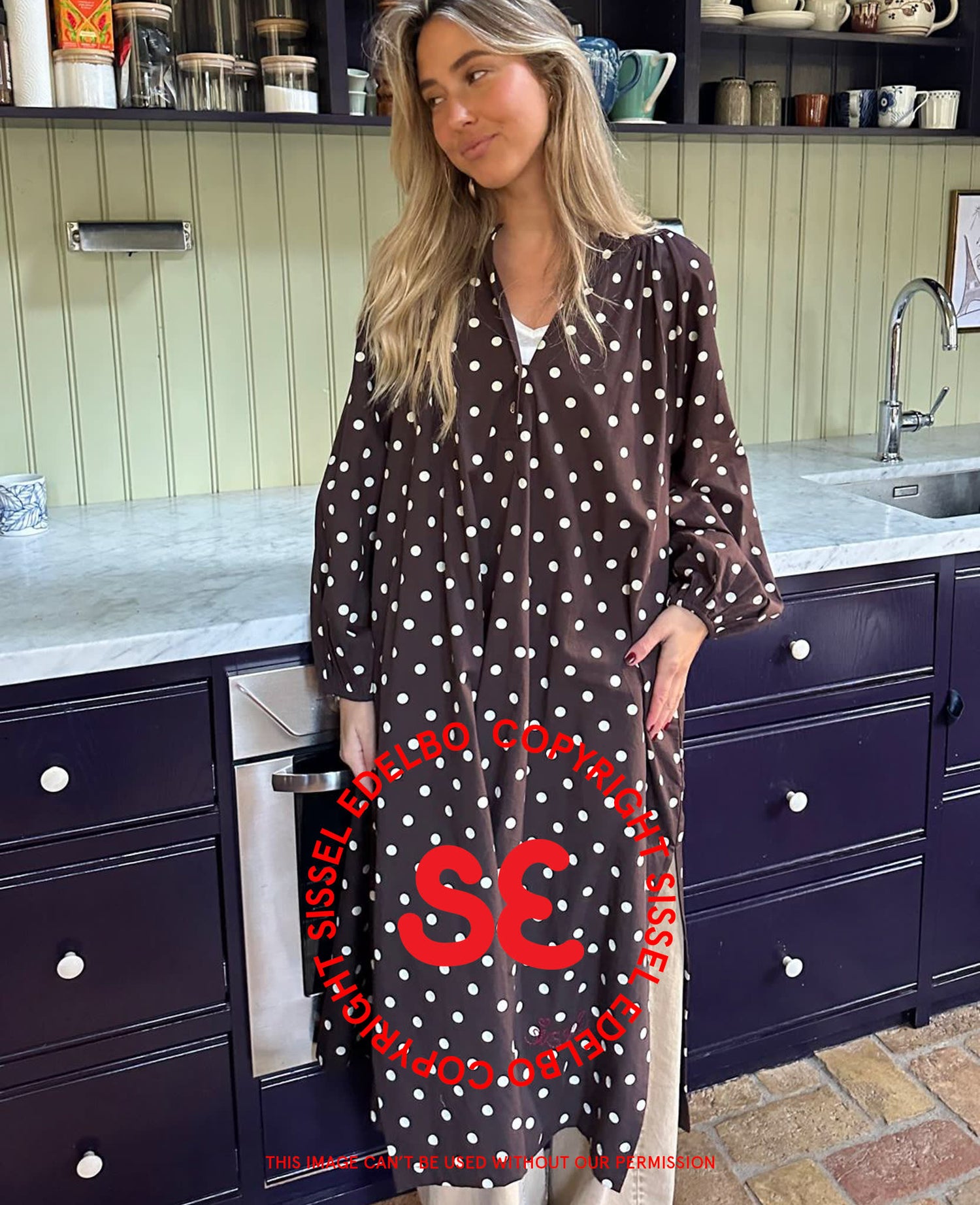 Lara Dress - Cream Dot