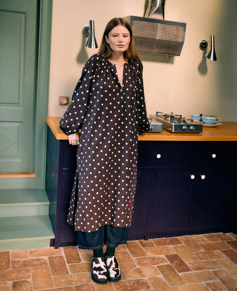 Lara Dress - Brown Dot