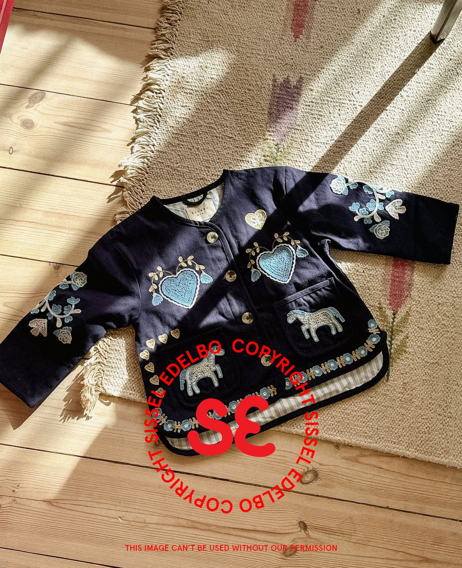 Maggie MINI Jacket - Navy Horses