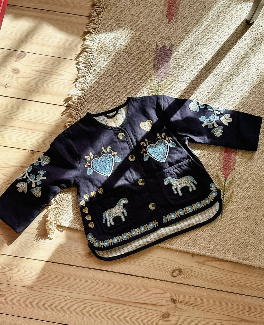 Maggie MINI Jacket - Navy Horses