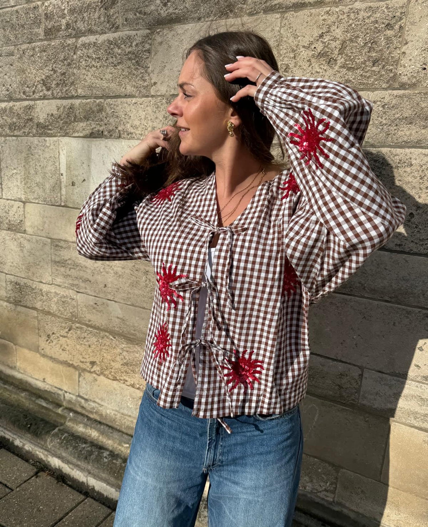 Nanette Top - Brown Checks