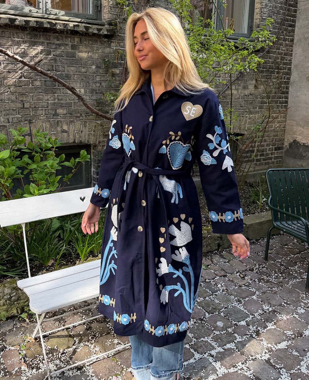 Rose Coat - Navy Horses