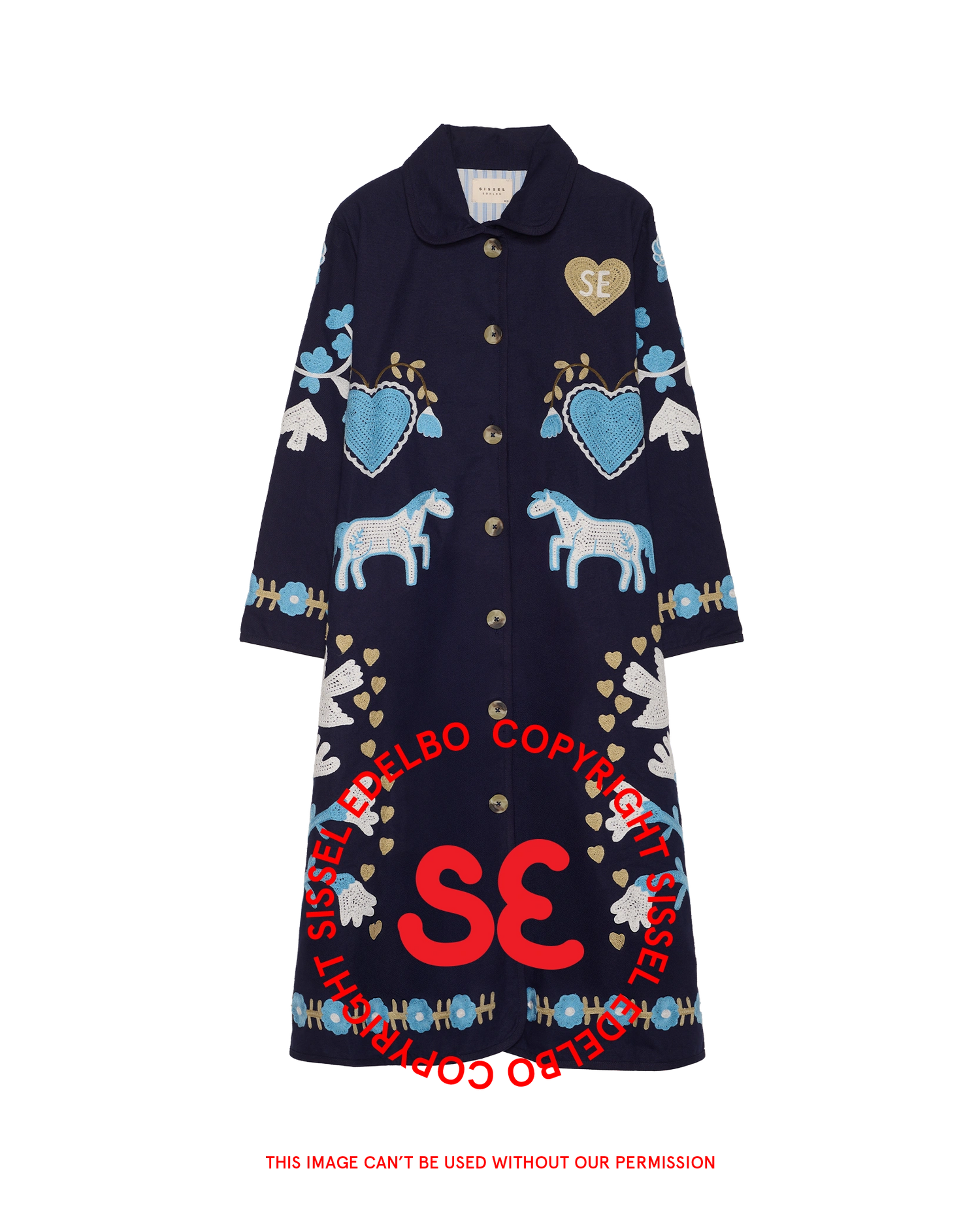 Rose Coat - Navy Horses