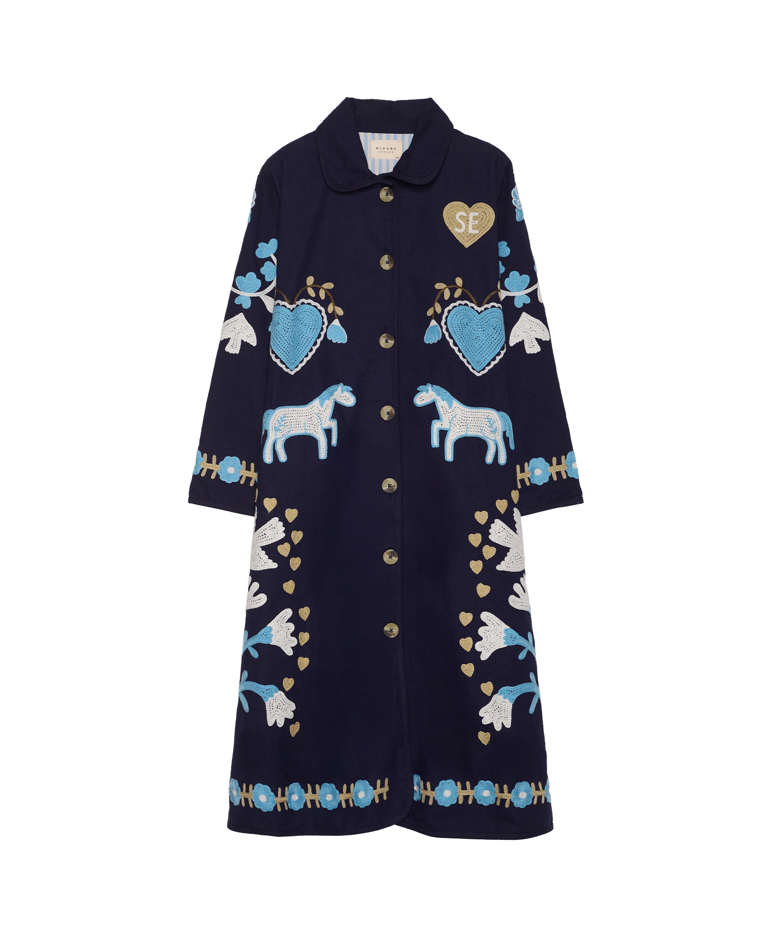 Rose Coat - Navy Horses