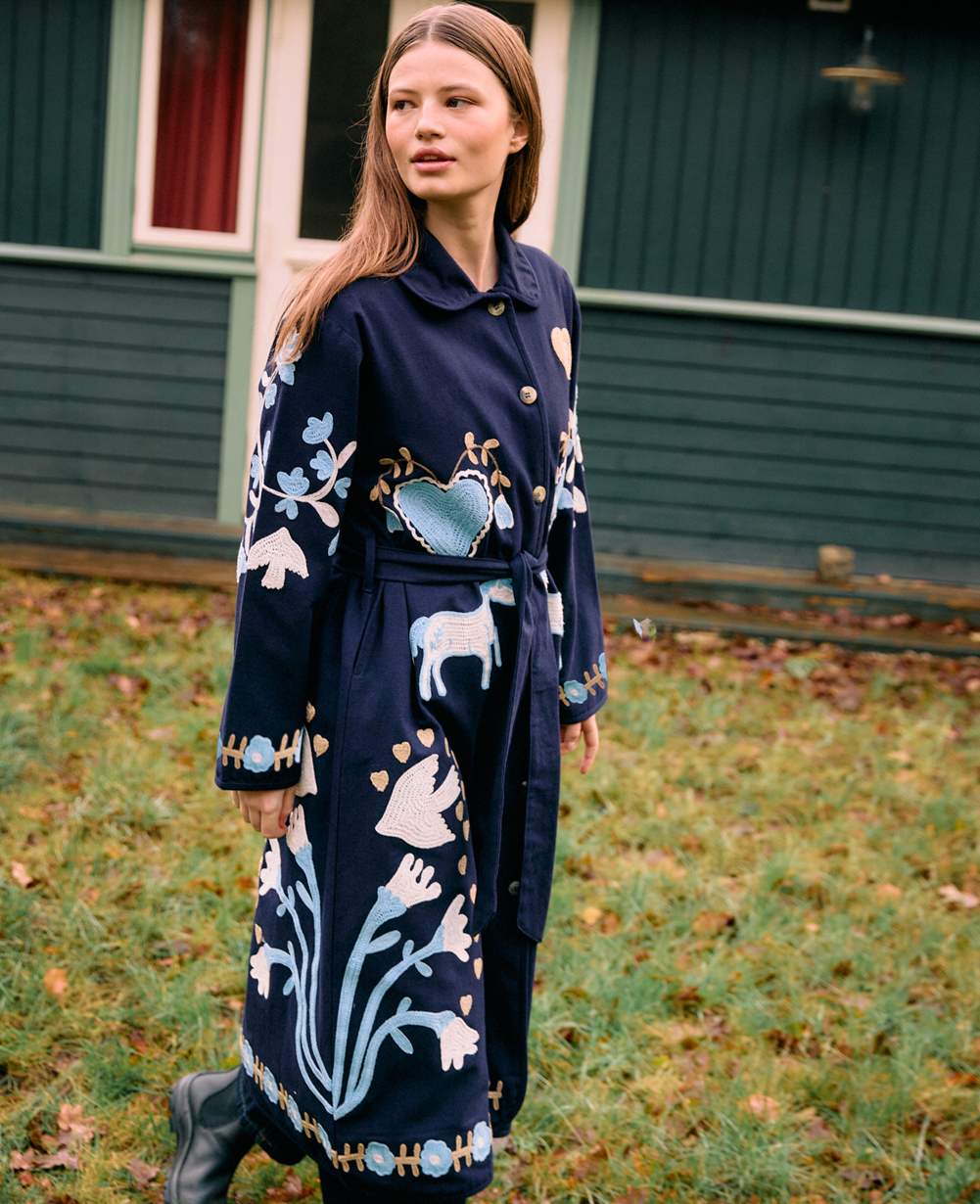 Rose Coat - Navy Horses