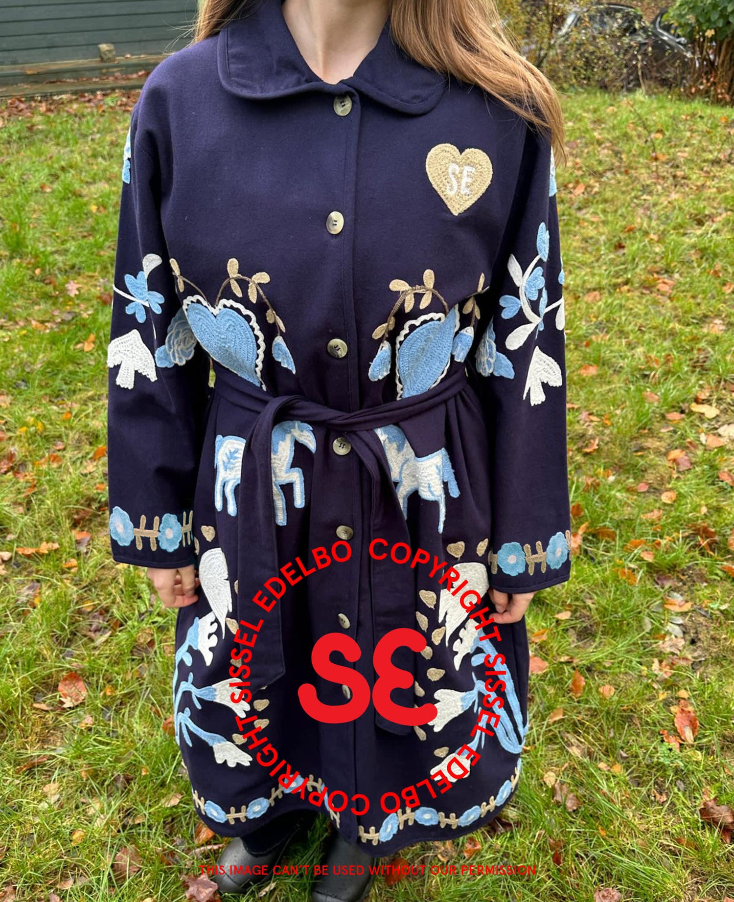 Rose Coat - Navy Horses