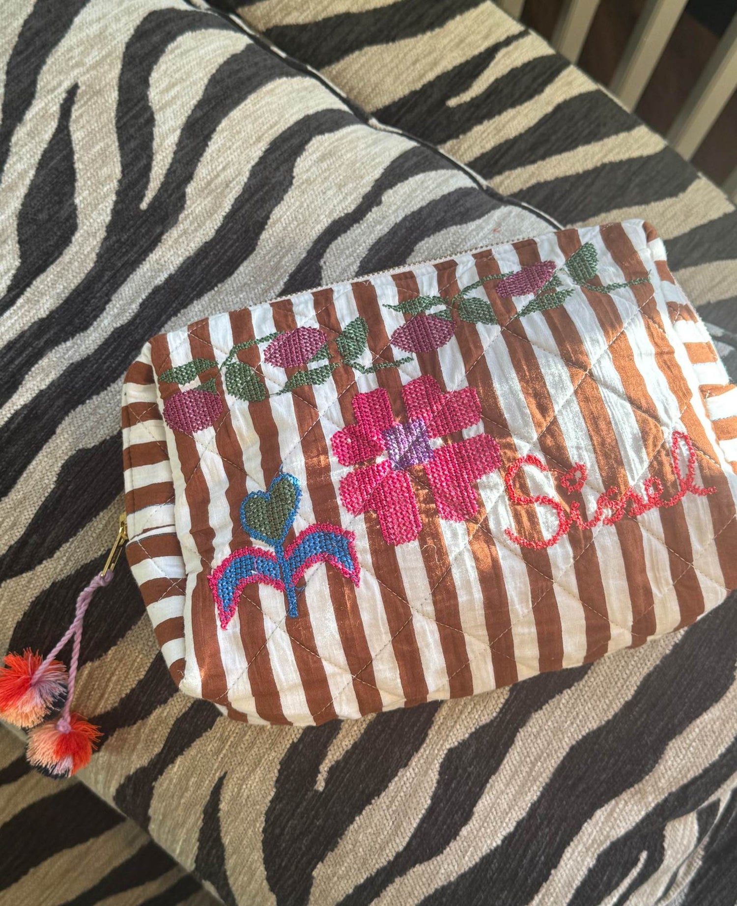 Rosea Cosmetic Bag - Brown Stripes