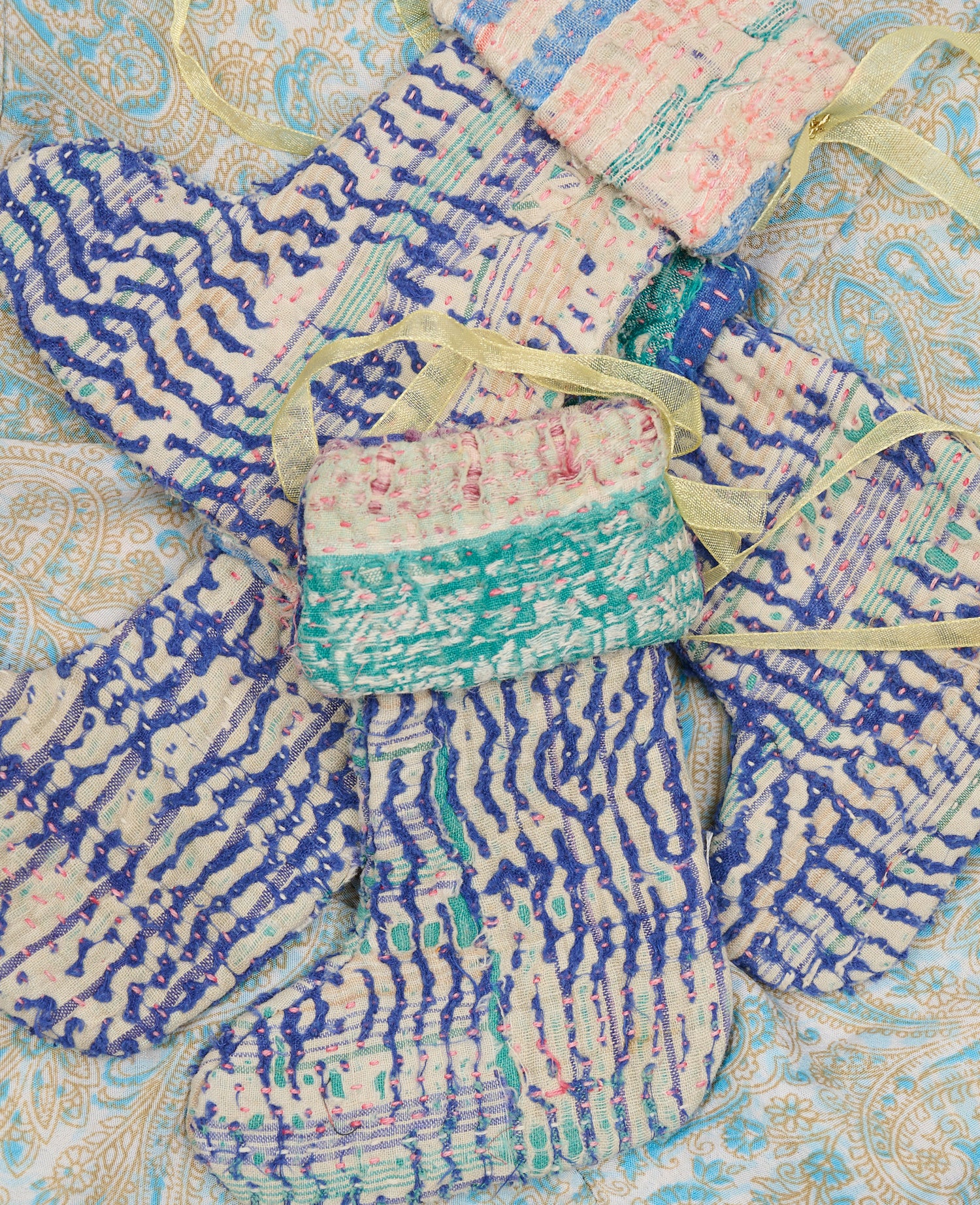 Christmas Kantha Sock Ornament - By The Sea