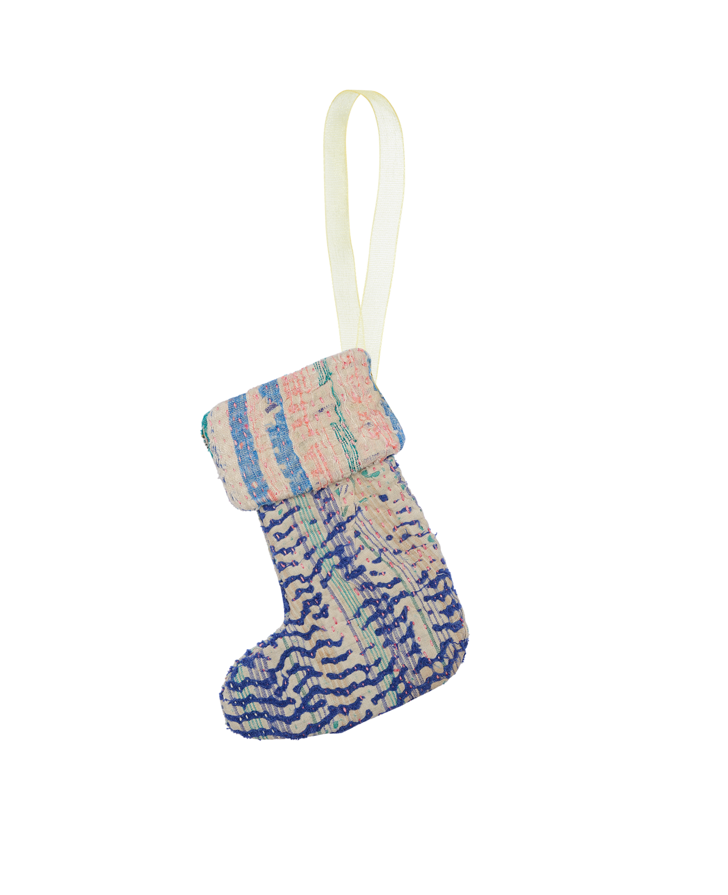 Christmas Kantha Sock Ornament - By The Sea