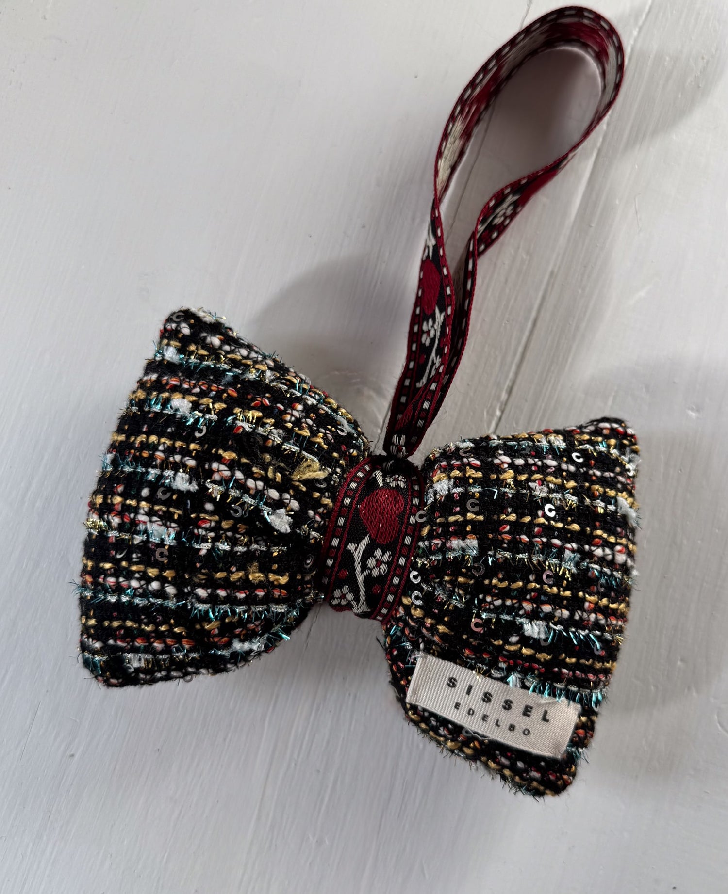 Boucle Bow Ornament - Black