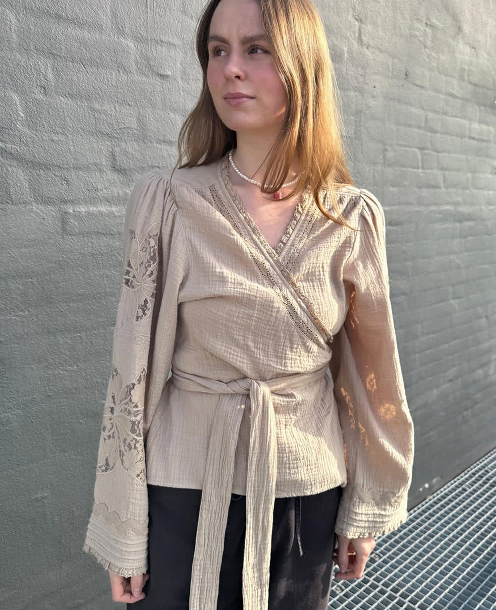 Winfrey Wrap Top - Beige