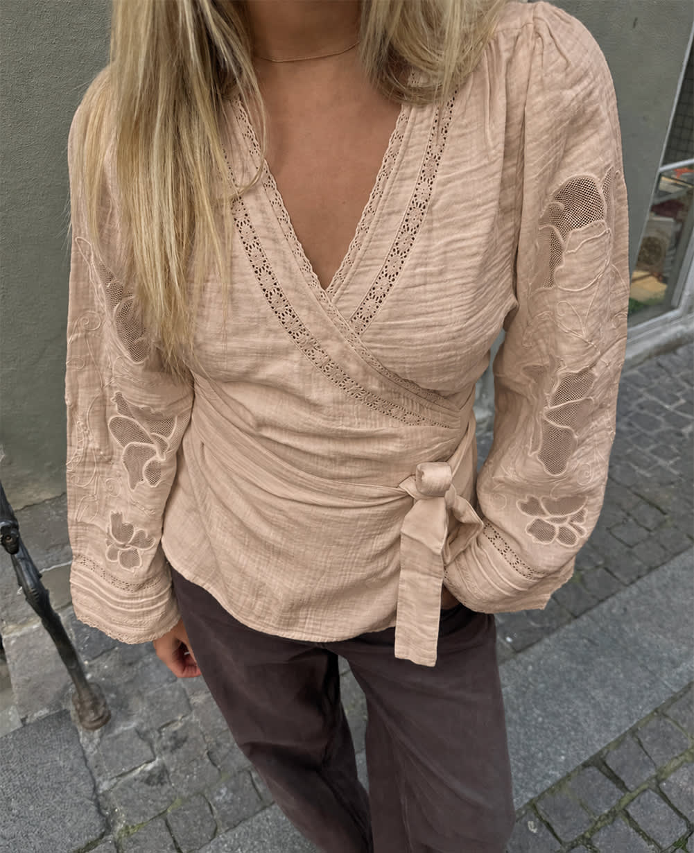 Winfrey Wrap Top - Beige