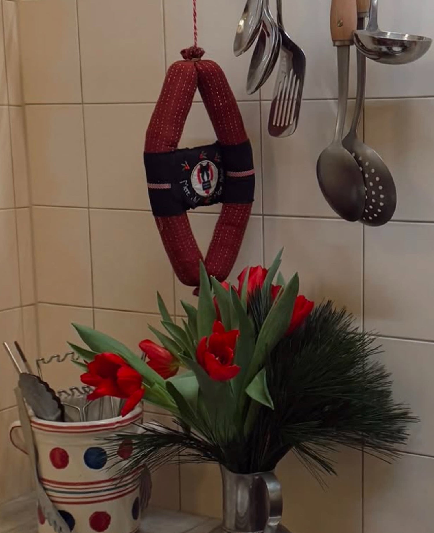 Double Sausage Ornament - Red