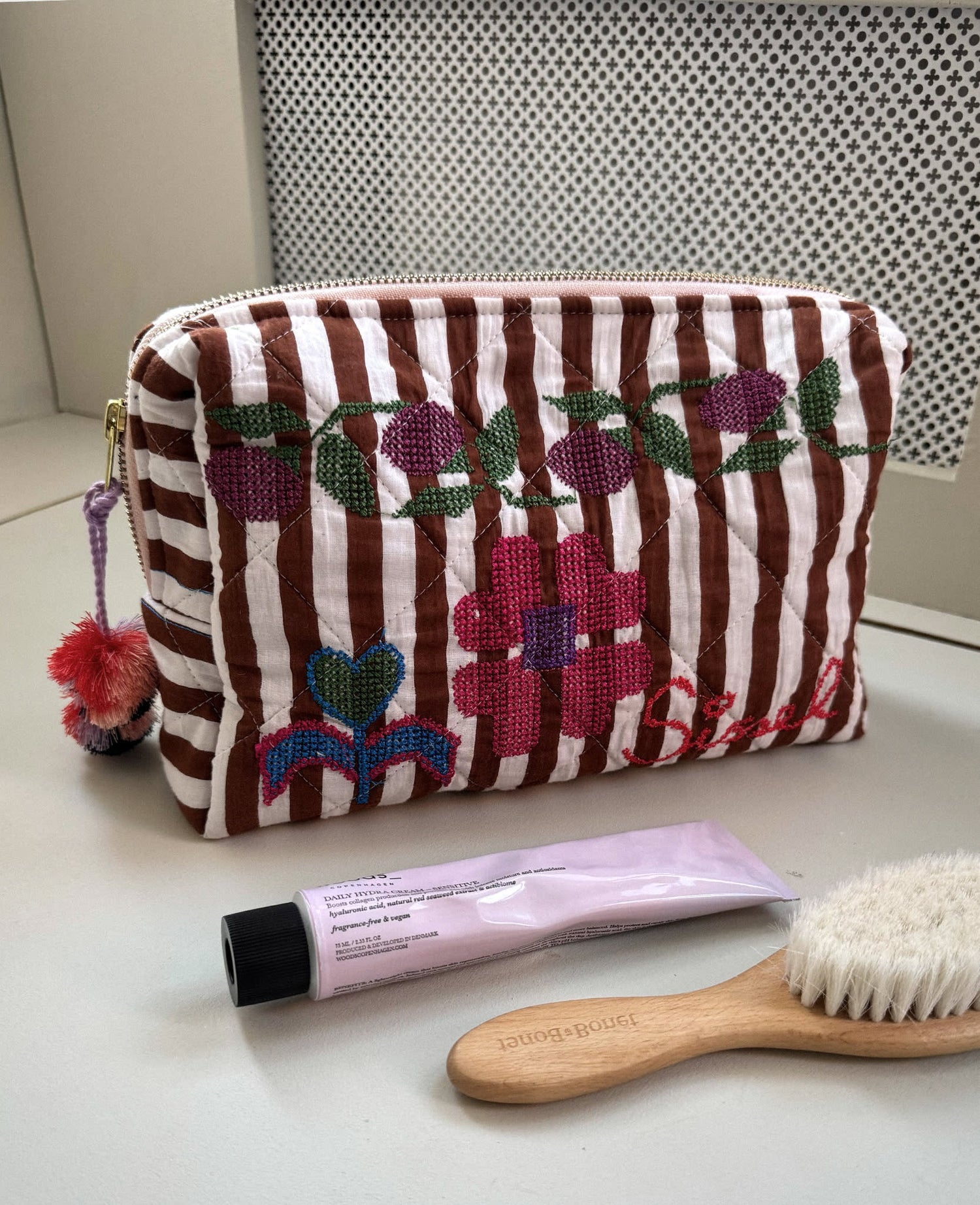 Rosea Cosmetic Bag - Brown Stripes