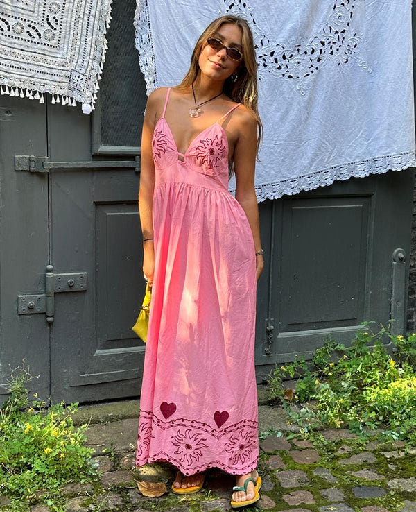 Geenie Strap Dress - Geranium Pink